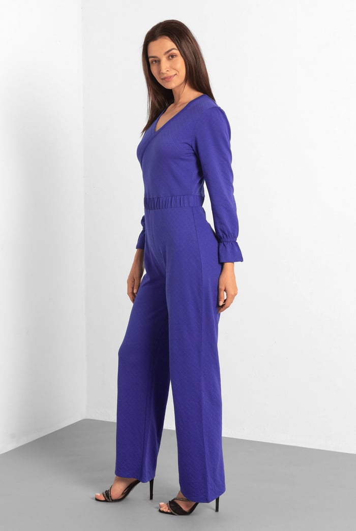 Women Long Sleeve Wrap Jumpsuit