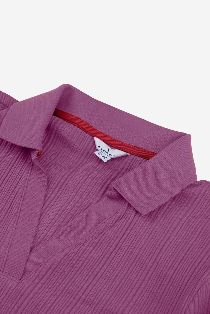 Womens Puff Sleeve V-Neck Polo Shirt