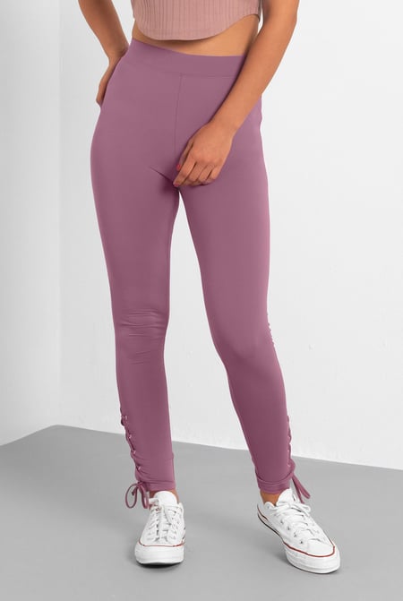 Women's Blue Draw cord Detailed Hem Slim Leggings