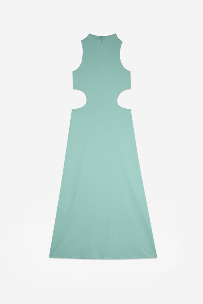 Sequin Embroidered Cut Out Waist Maxi Dress