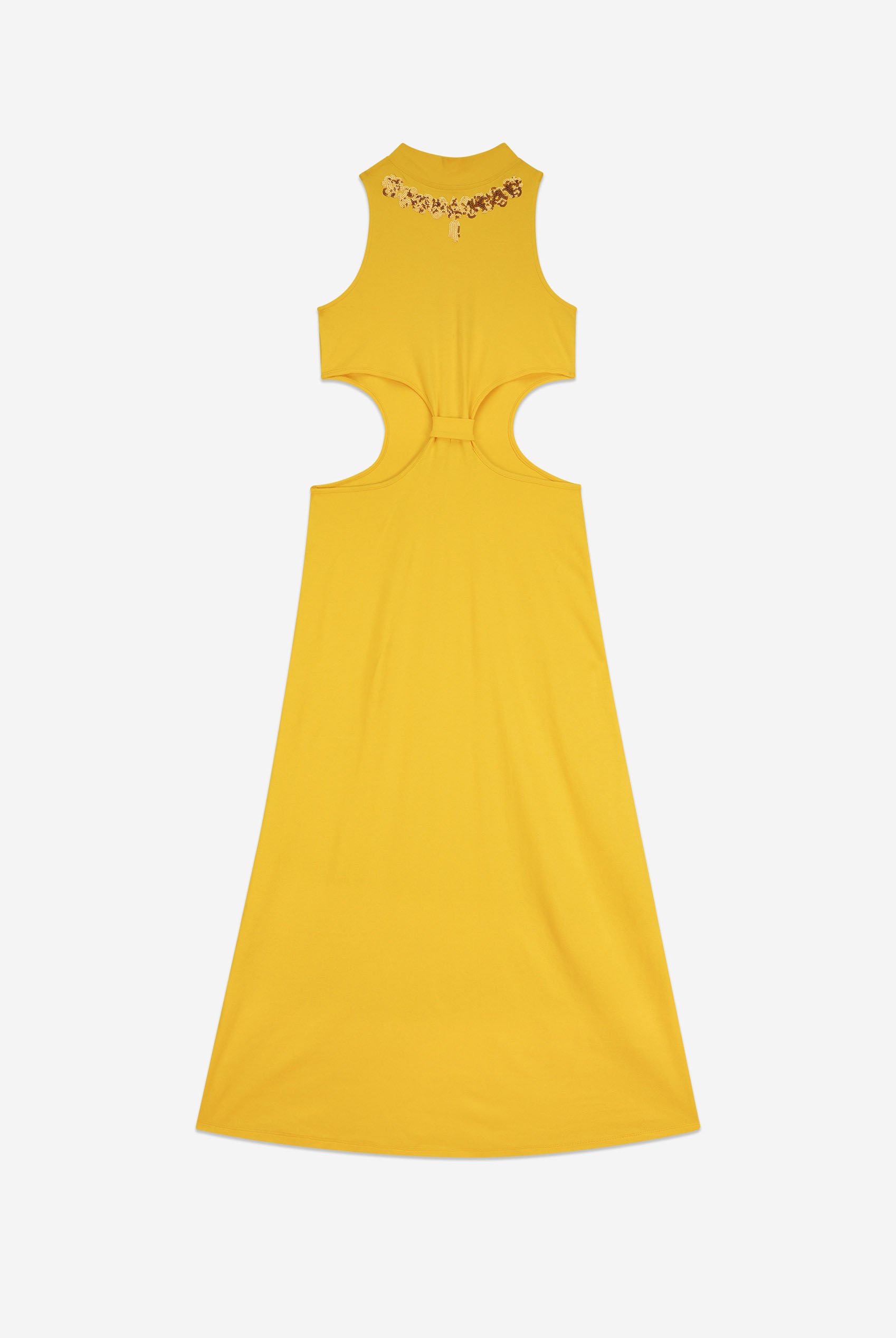 Sequin Embroidered Cut Out Waist Maxi Dress