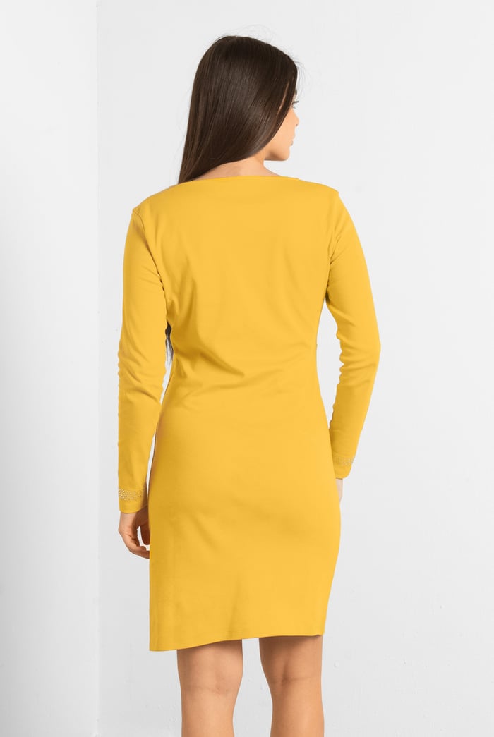 Womens Full Sleeve Embroidered Wrap Dress