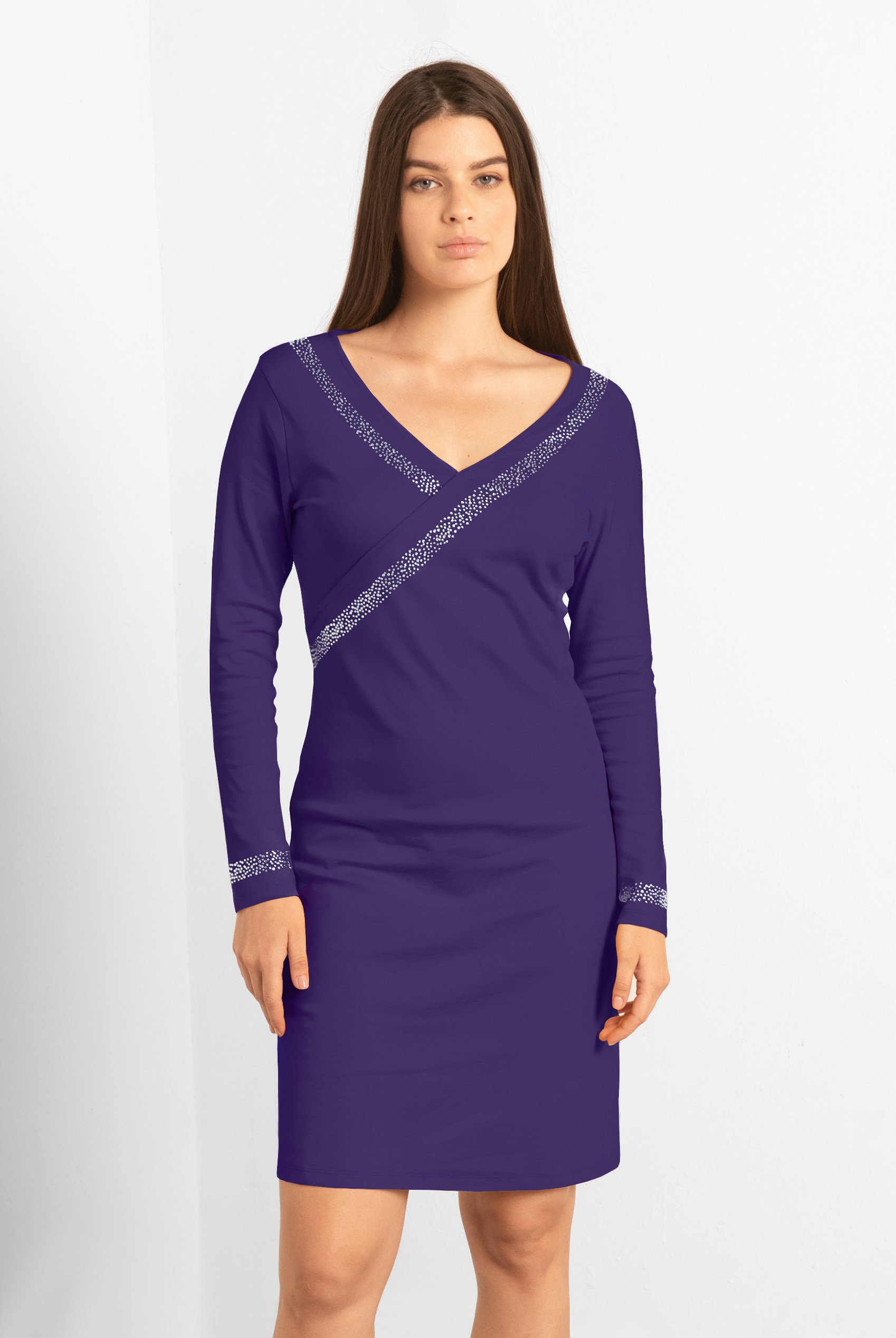 Womens Full Sleeve Embroidered Wrap Dress