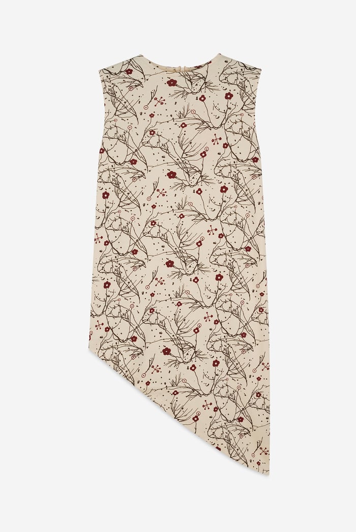 Asymmetric Hem Sleeveless Printed Top