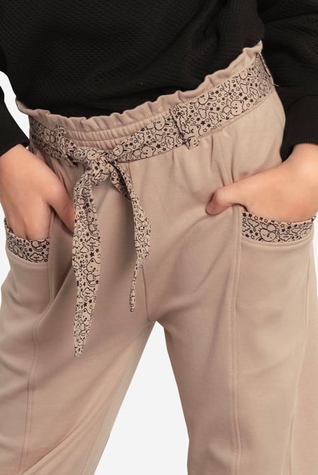 Cream Trouser With Cut & Sew Panel  (5/6yrs-10/11yrs)