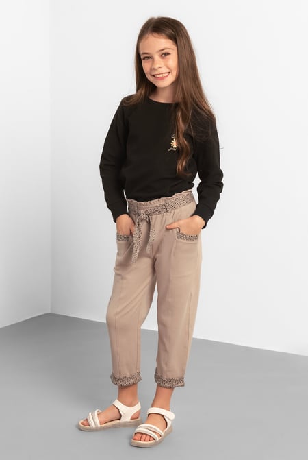 Cream Trouser With Cut & Sew Panel  (5/6yrs-10/11yrs)