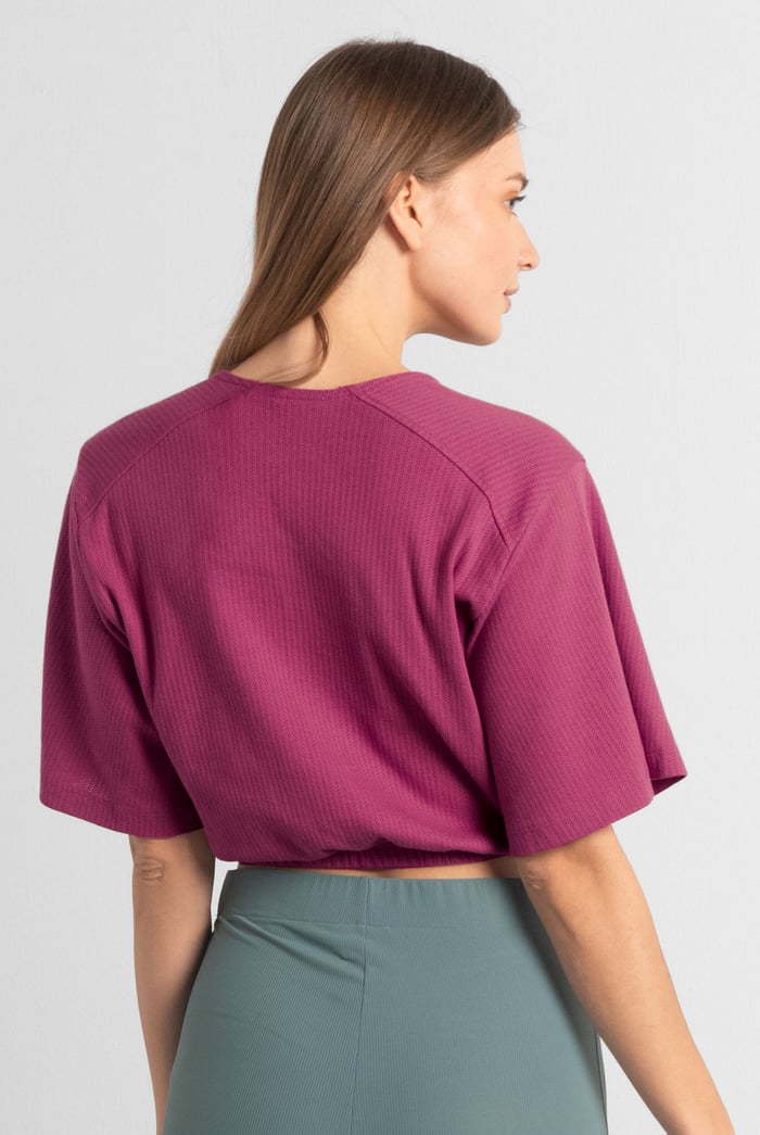 Women Knot Details V-Neck Bell Sleeve Top