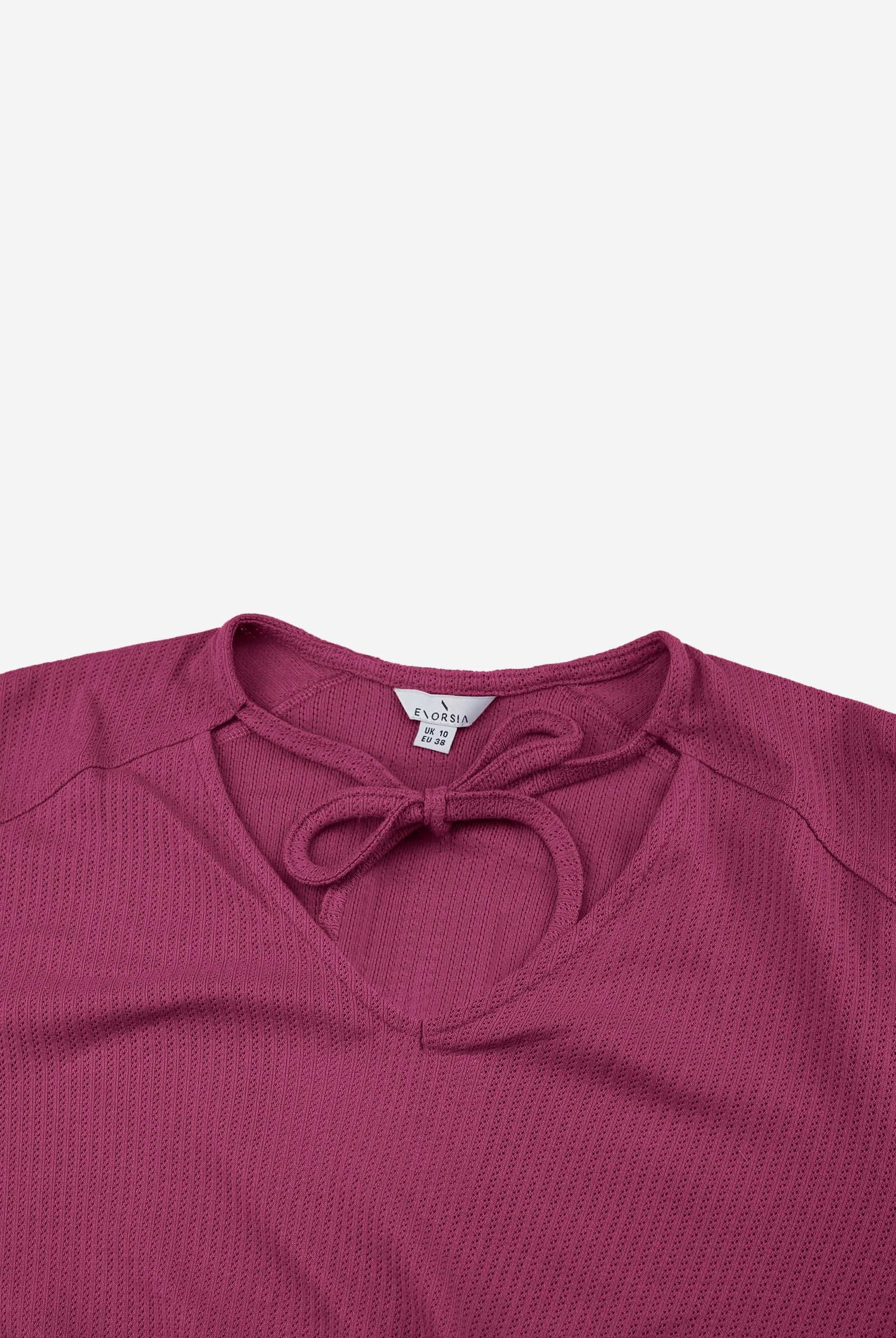 Women Knot Details V-Neck Bell Sleeve Top