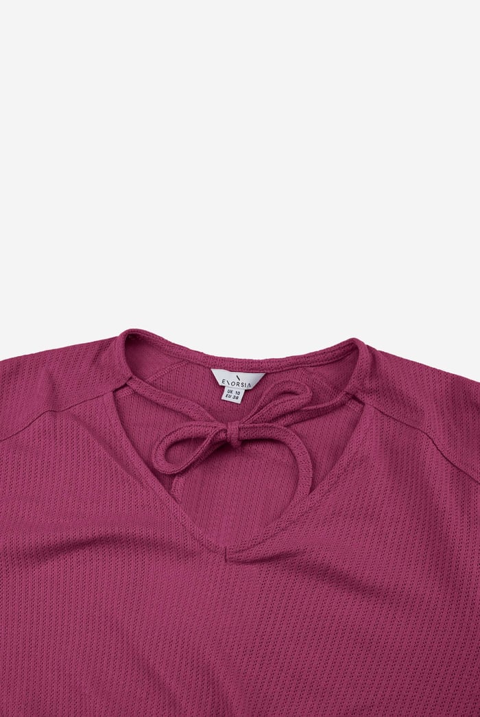 Women Knot Details V-Neck Bell Sleeve Top