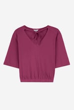 Women Knot Details V-Neck Bell Sleeve Top