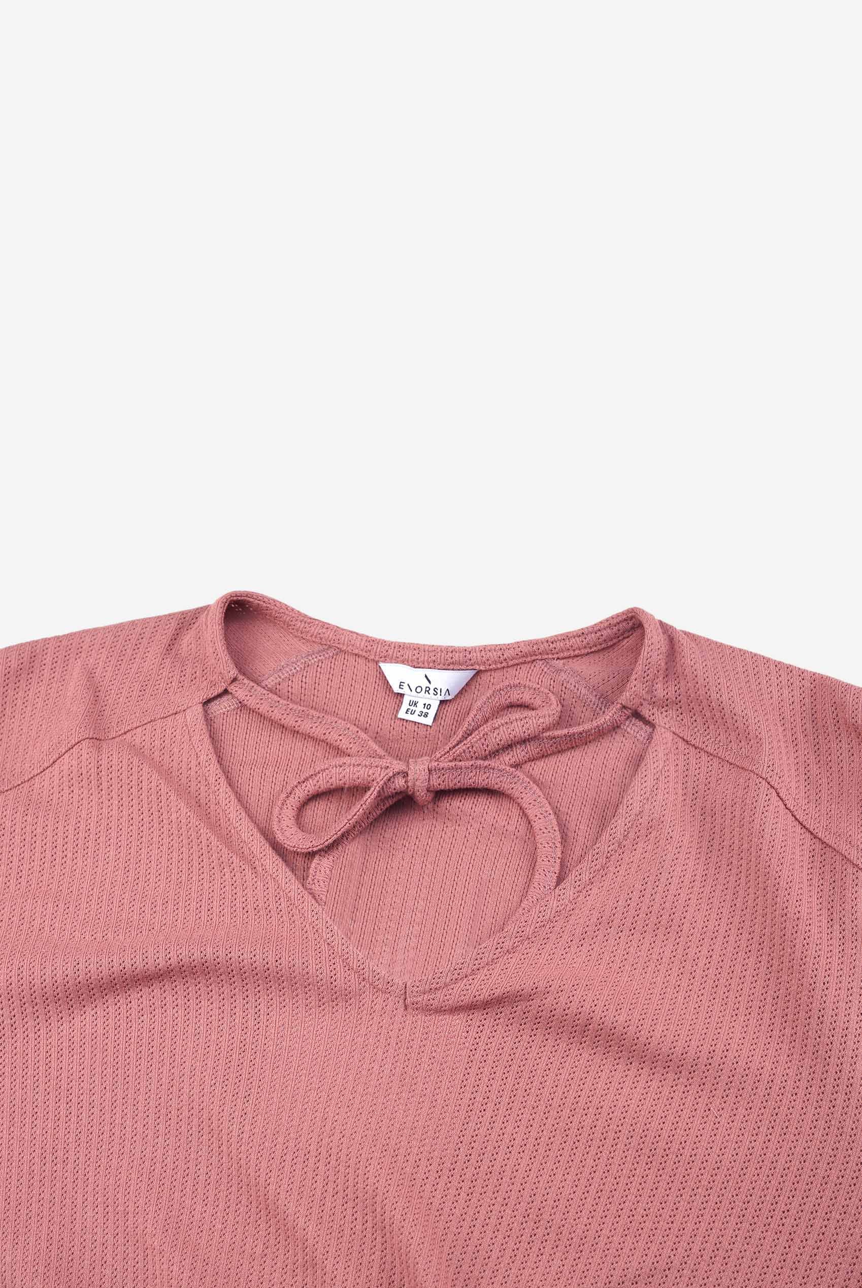 Women Knot Details V-Neck Bell Sleeve Top