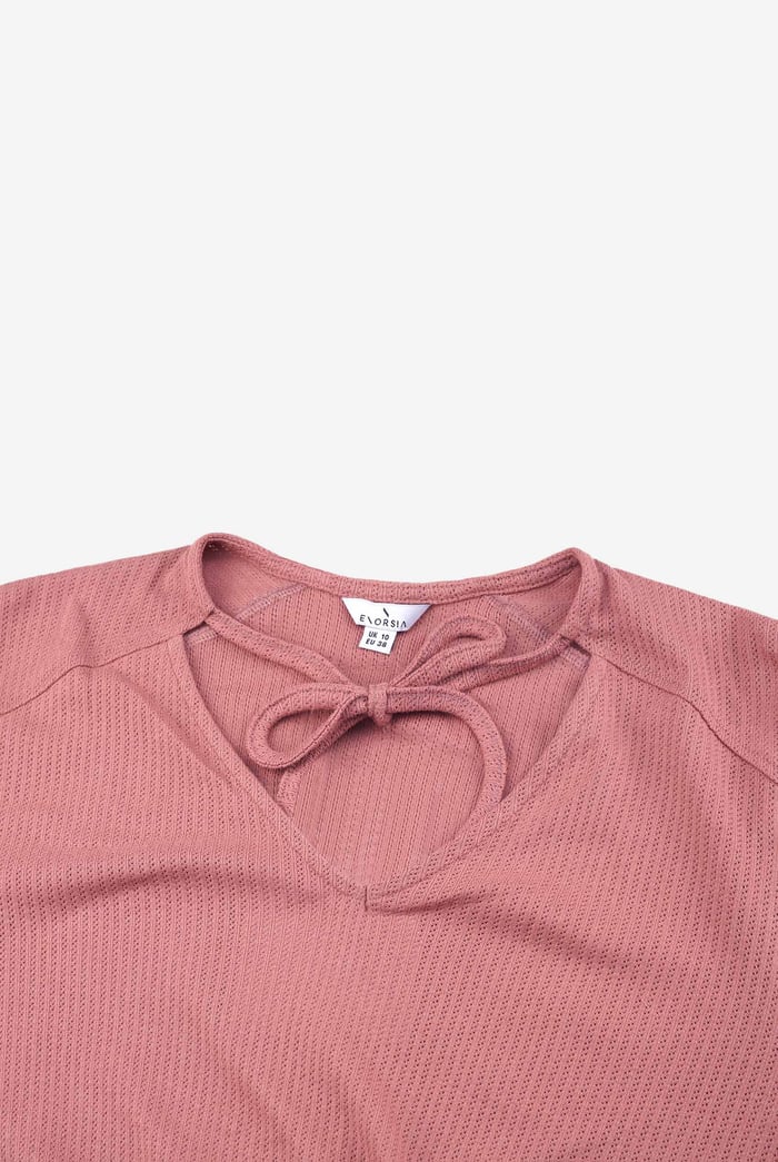 Women Knot Details V-Neck Bell Sleeve Top