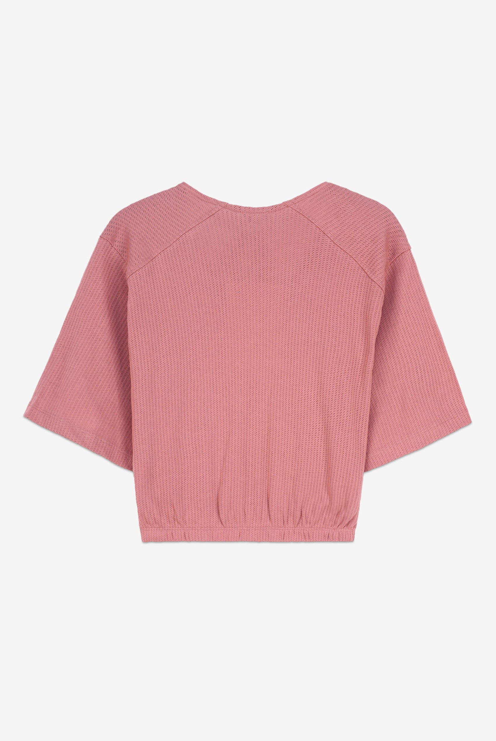 Women Knot Details V-Neck Bell Sleeve Top