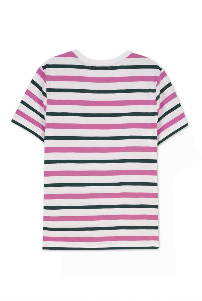 Womens Button Details Stripe T-Shirt