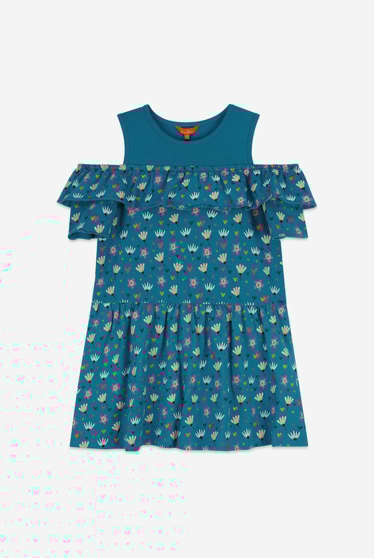 Girls Printed Ruffles Dress (5/6yrs-10/11yrs)