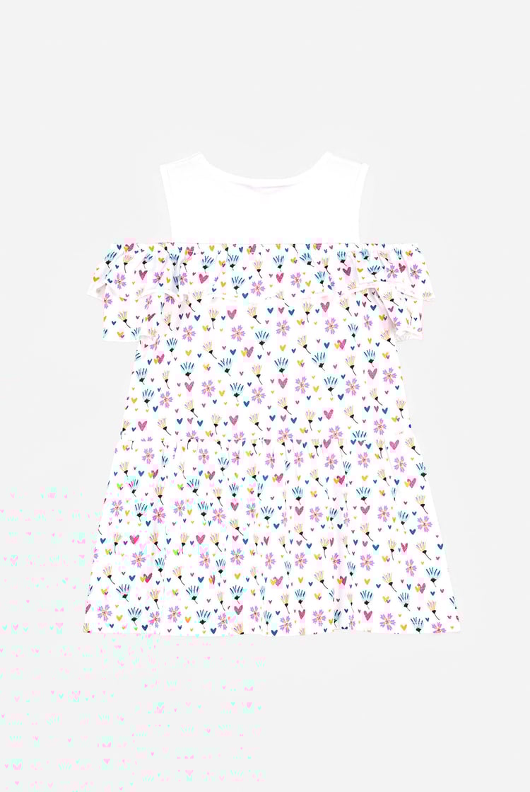 Girls Printed Ruffles Dress (5/6yrs-10/11yrs)