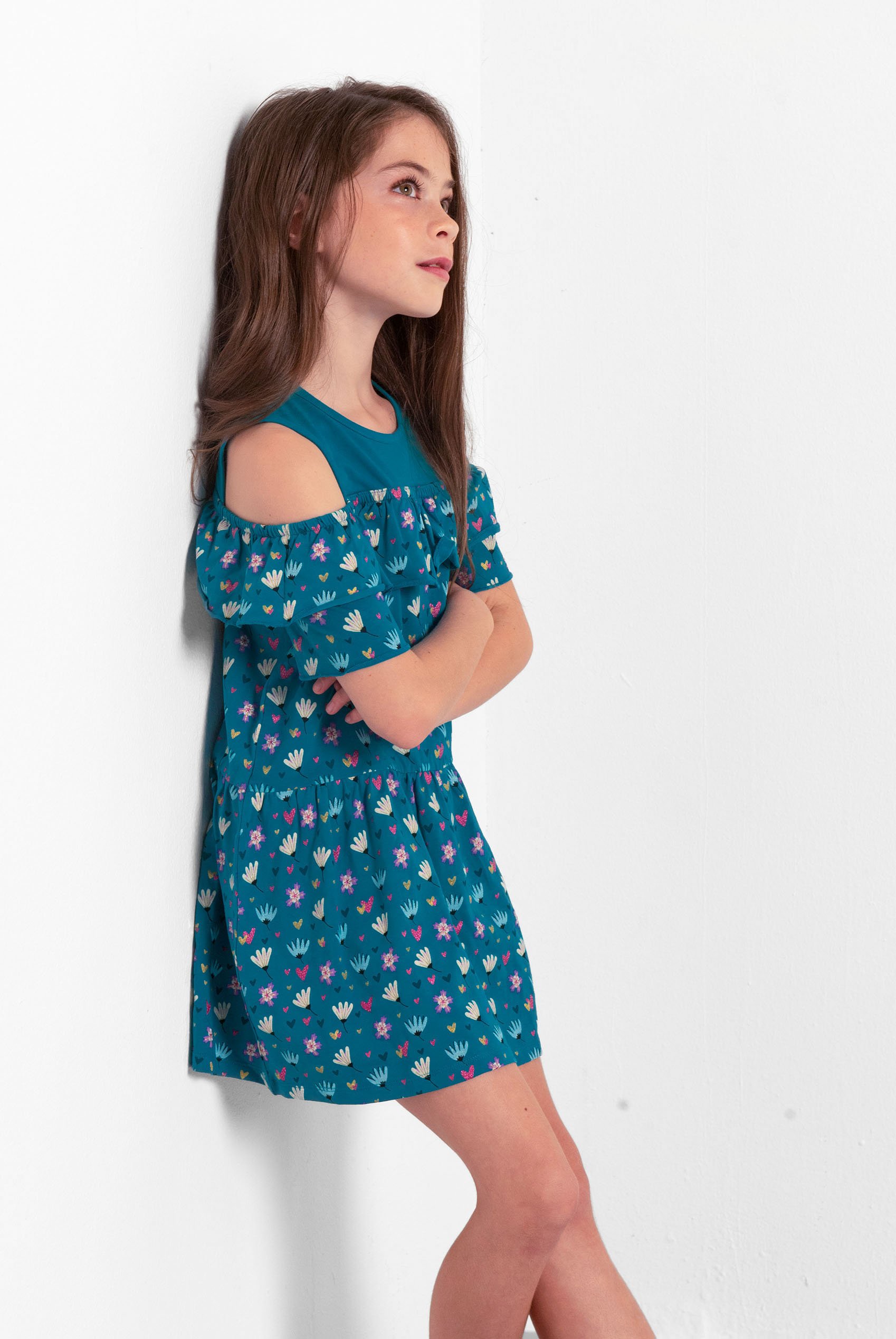 Girls Printed Ruffles Dress (5/6yrs-10/11yrs)