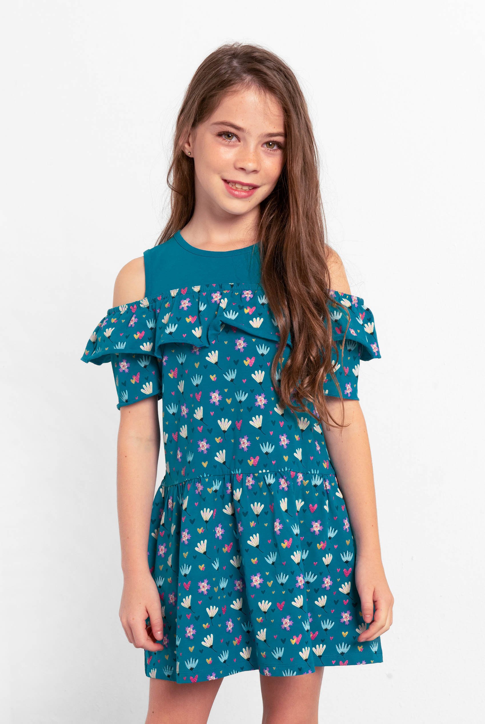 Girls Printed Ruffles Dress (5/6yrs-10/11yrs)