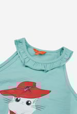 Girls Cat With Hat Tank Top (2/3yrs-8/9yrs)