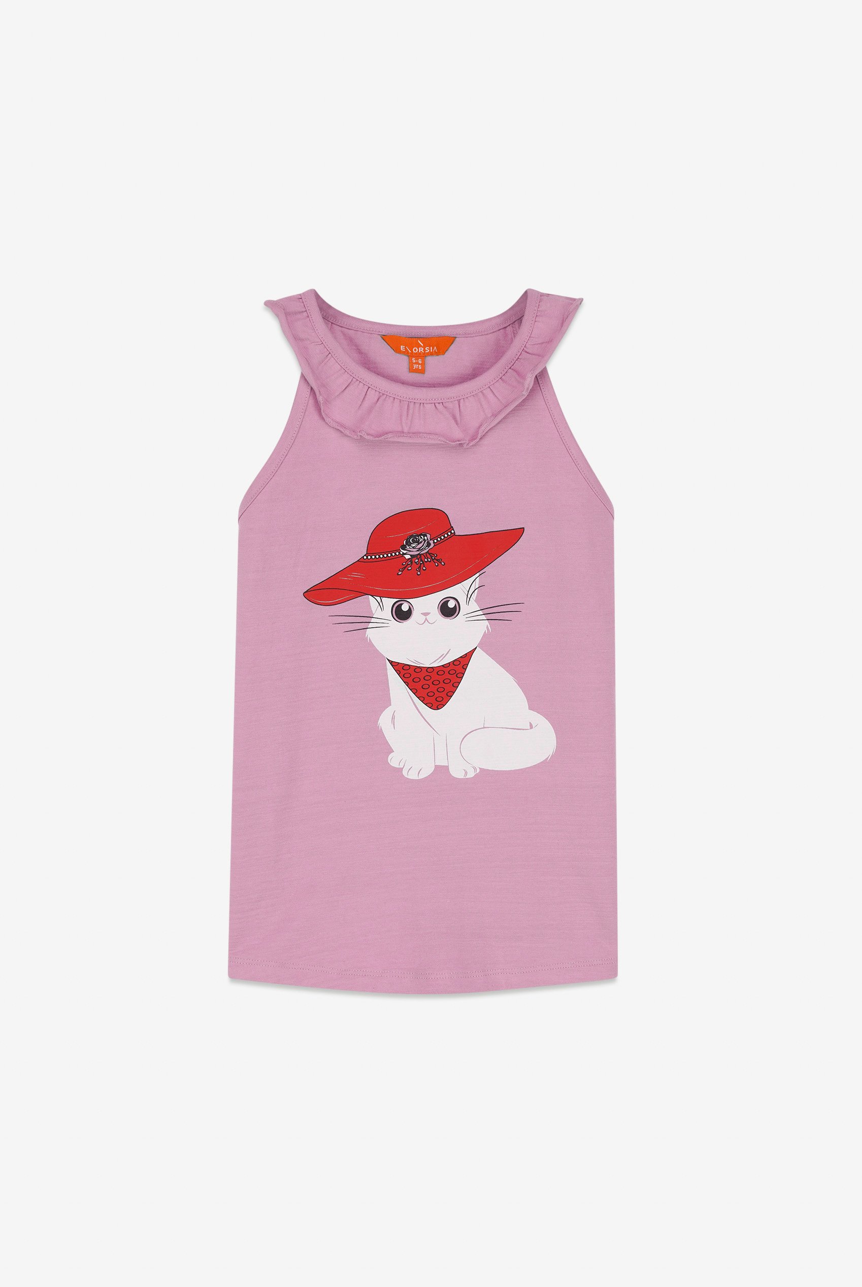 Girls Cat With Hat Tank Top (2/3yrs-8/9yrs)