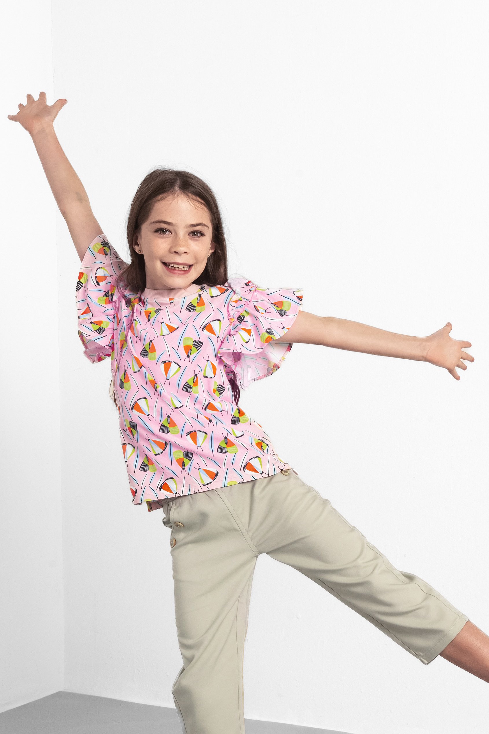 Girls Frill Sleeve T-Shirt (5/6yrs-10/11yrs)