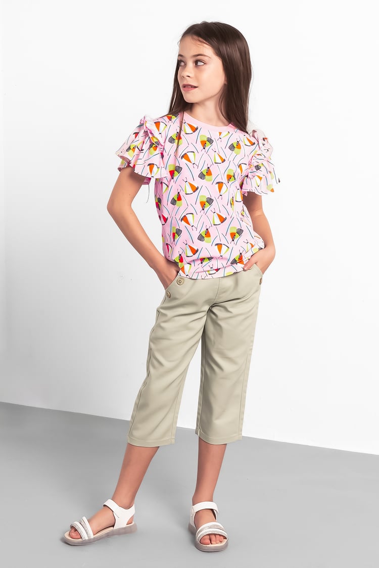 Girls Frill Sleeve T-Shirt (5/6yrs-10/11yrs)