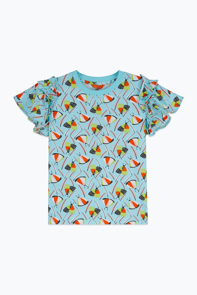 Girls Frill Sleeve T-Shirt (5/6yrs-10/11yrs)