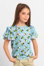 Girls Frill Sleeve T-Shirt (5/6yrs-10/11yrs)