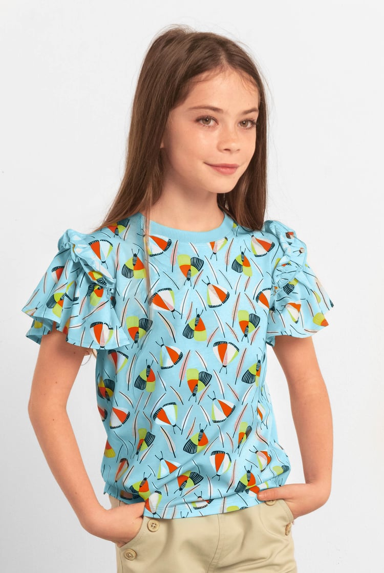 Girls Frill Sleeve T-Shirt (5/6yrs-10/11yrs)