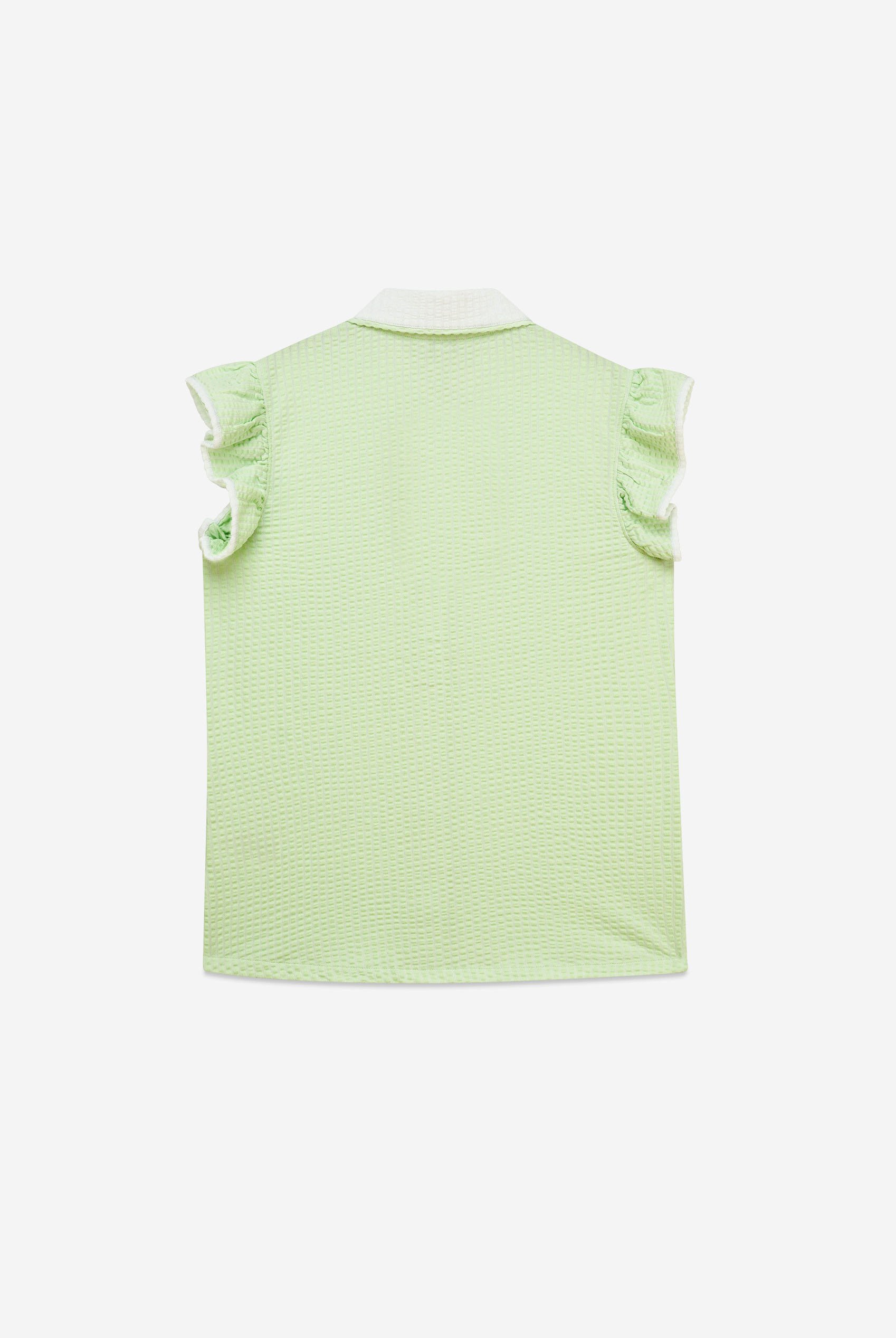 Womens Contrast Trimmed Flutter Sleeve Blouse