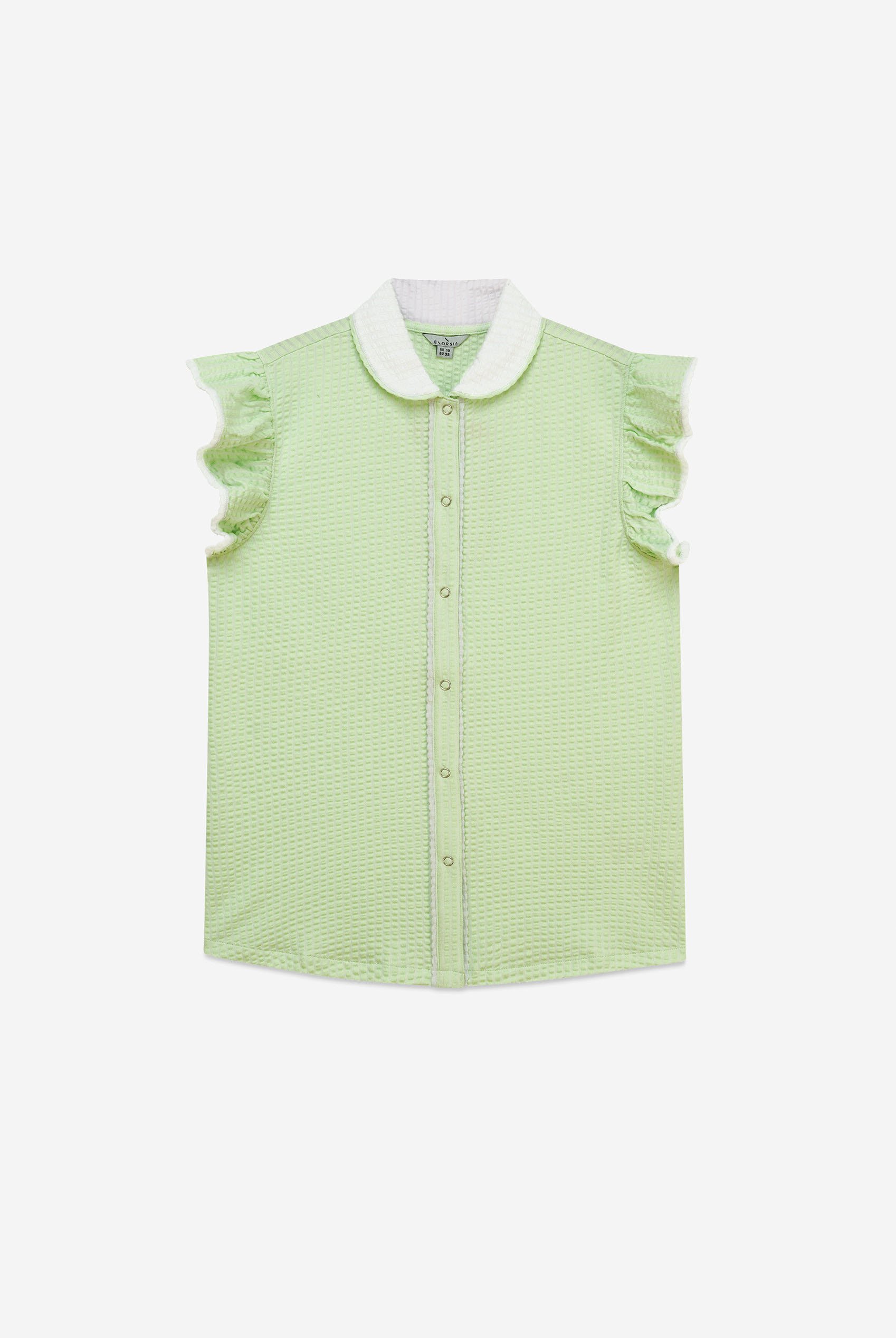 Womens Contrast Trimmed Flutter Sleeve Blouse