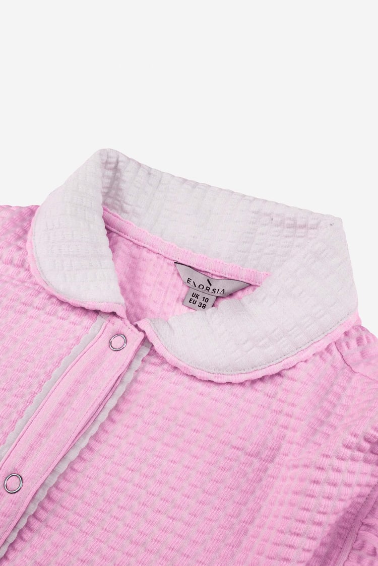 Womens Contrast Trimmed Flutter Sleeve Blouse