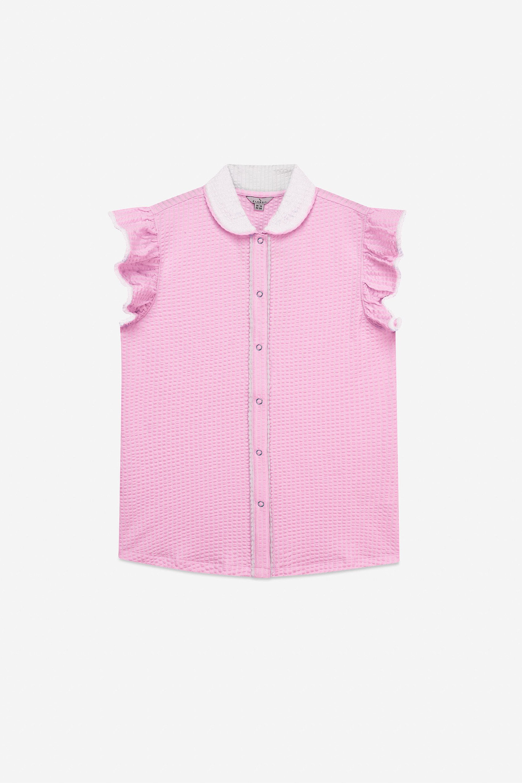 Womens Contrast Trimmed Flutter Sleeve Blouse