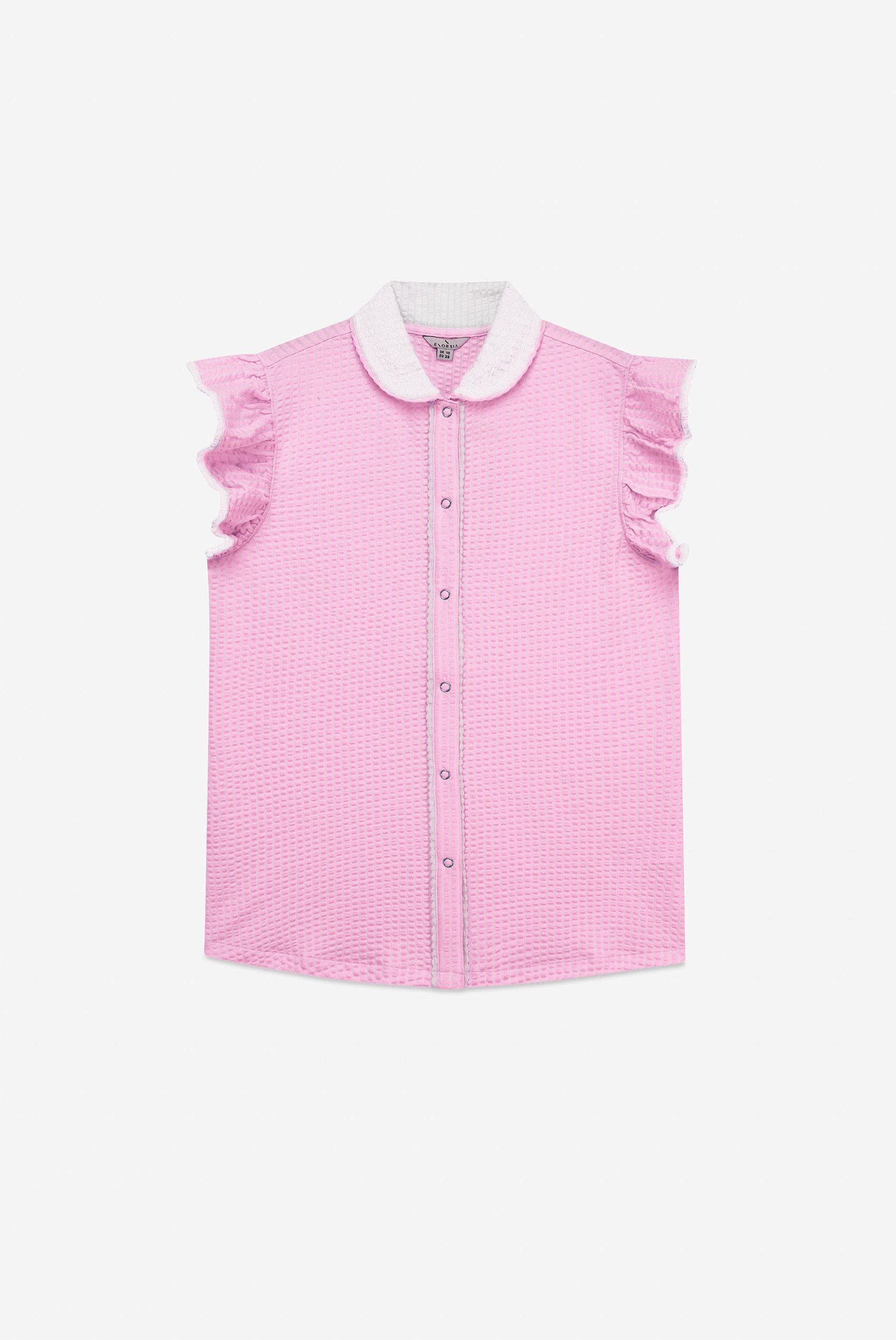 Womens Contrast Trimmed Flutter Sleeve Blouse