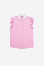 Womens Contrast Trimmed Flutter Sleeve Blouse