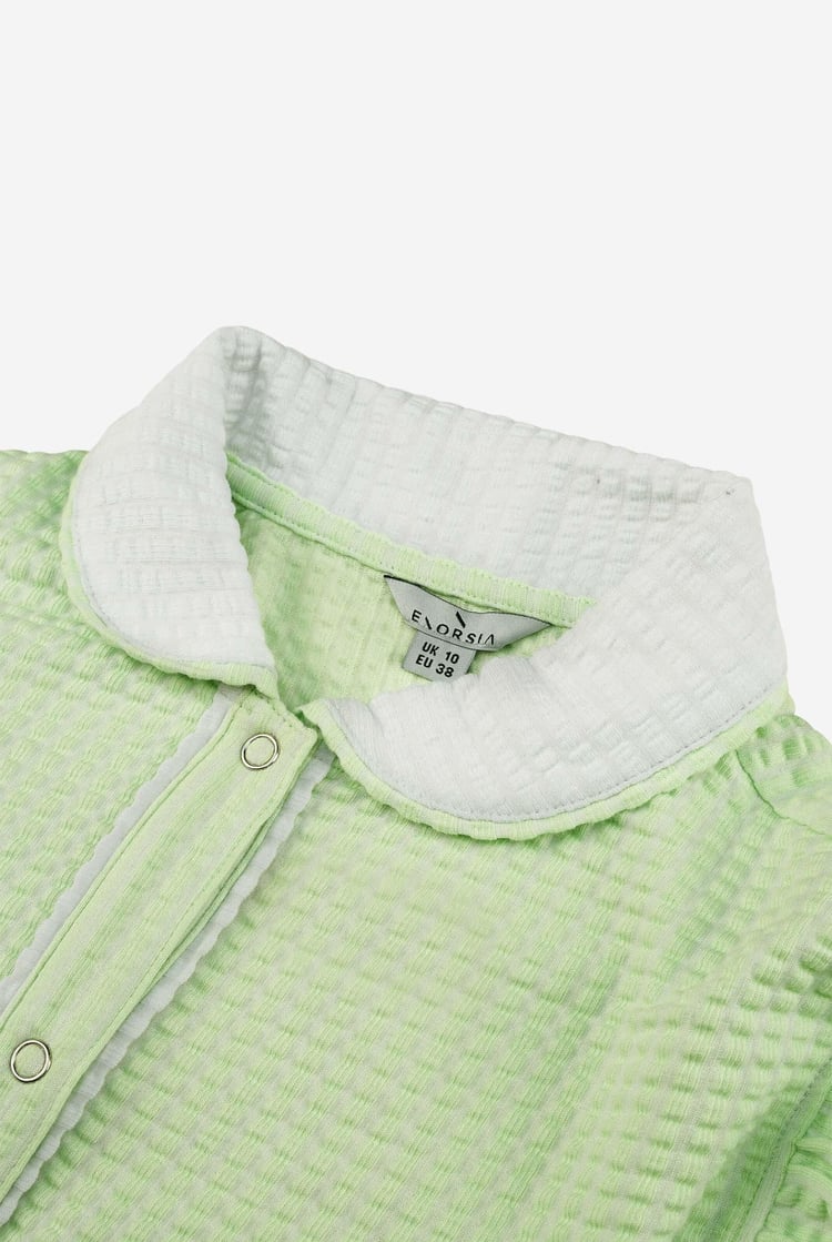 Womens Contrast Trimmed Flutter Sleeve Blouse