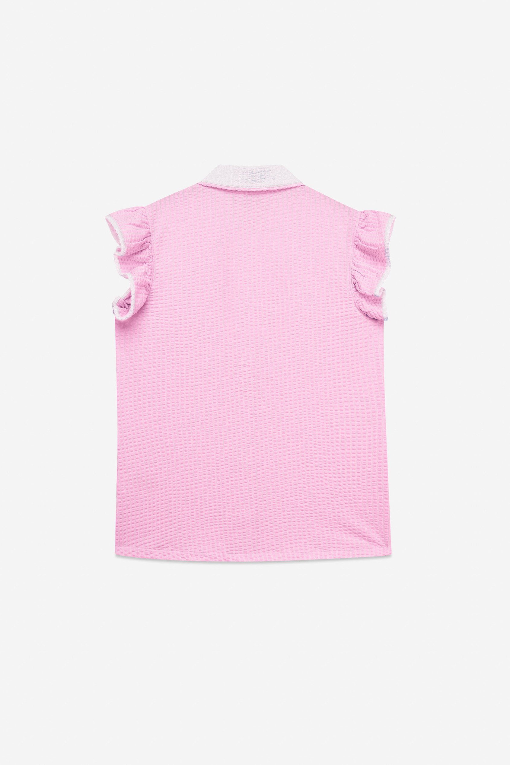 Womens Contrast Trimmed Flutter Sleeve Blouse