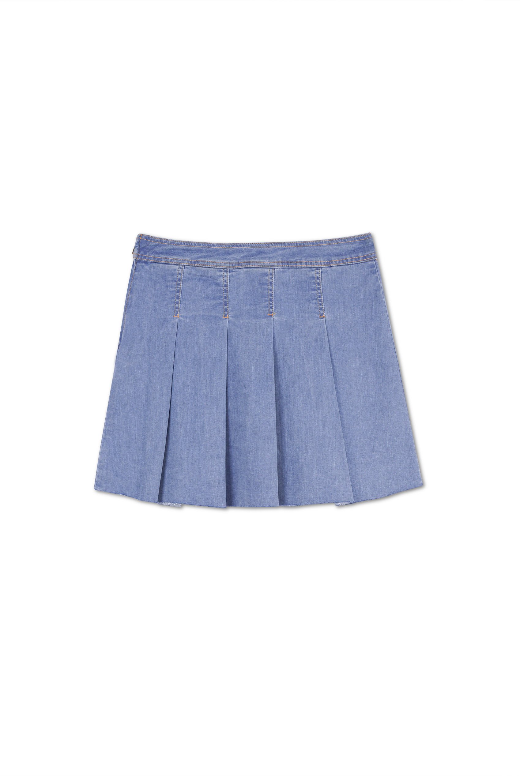 Pleated Design Frayed Raw Hem Mini Skirt