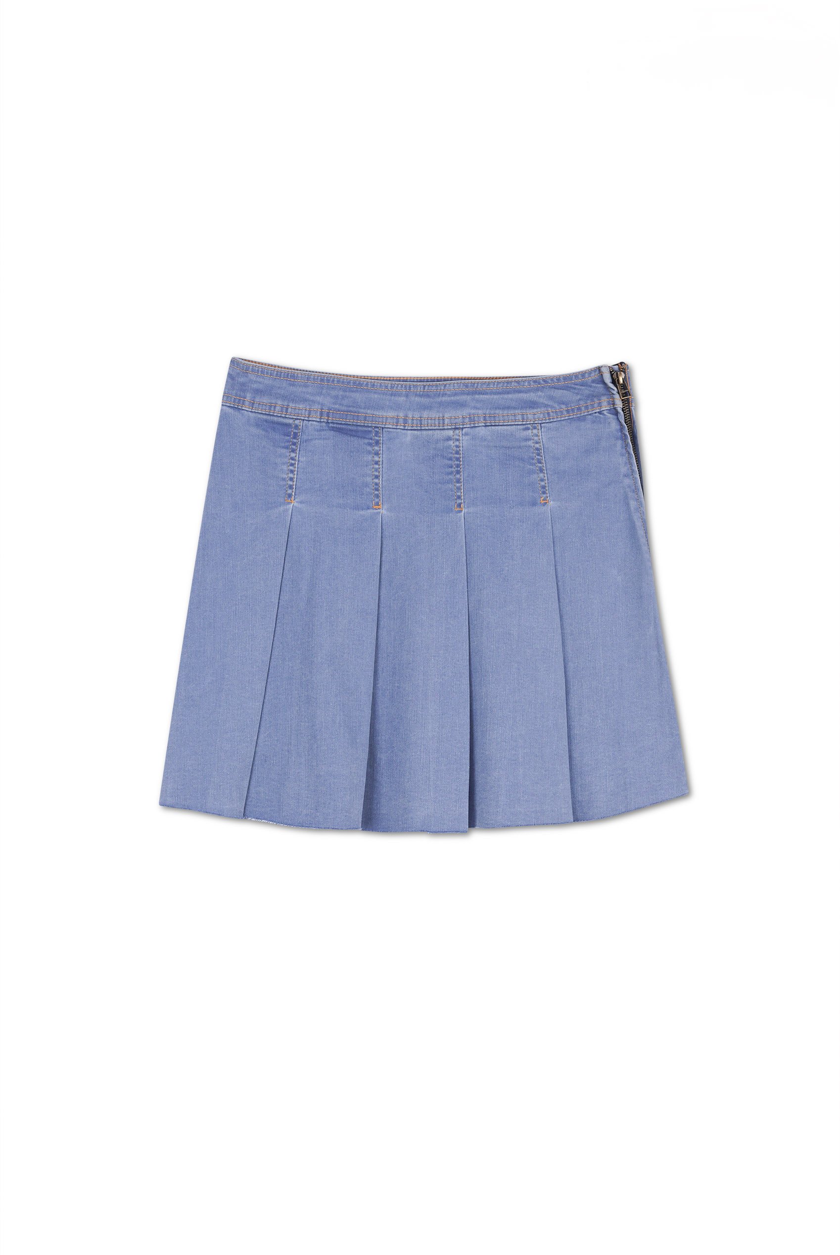 Pleated Design Frayed Raw Hem Mini Skirt