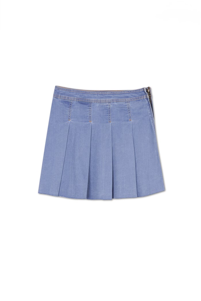 Pleated Design Frayed Raw Hem Mini Skirt