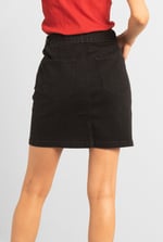 Belted Denim With Front Slit Mini Skirt