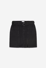 Belted Denim With Front Slit Mini Skirt