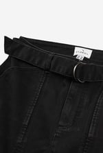 Belted Denim With Front Slit Mini Skirt