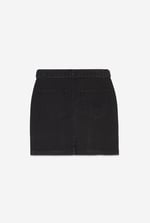 Belted Denim With Front Slit Mini Skirt