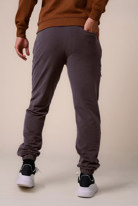 Mens Brown Cut & Sew Zip Jogger