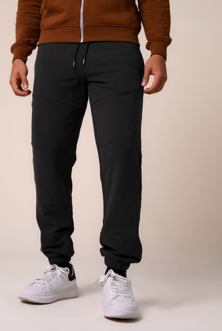 Mens Black Cut & Sew Zip Jogger