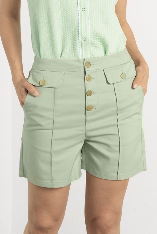 Golden Button Front High Waisted Short