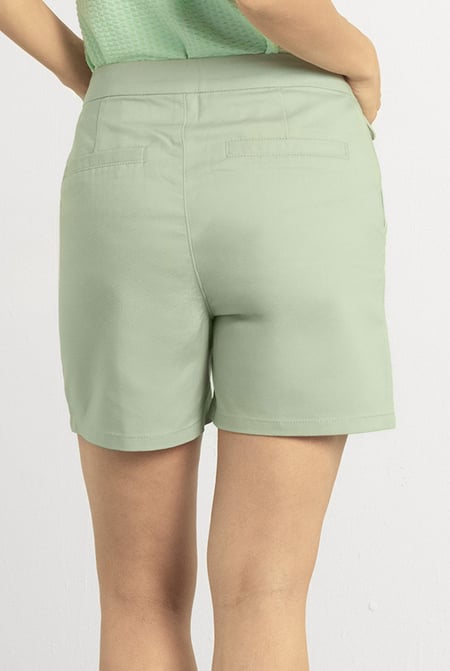 Green Golden Button Front High Waisted Short
