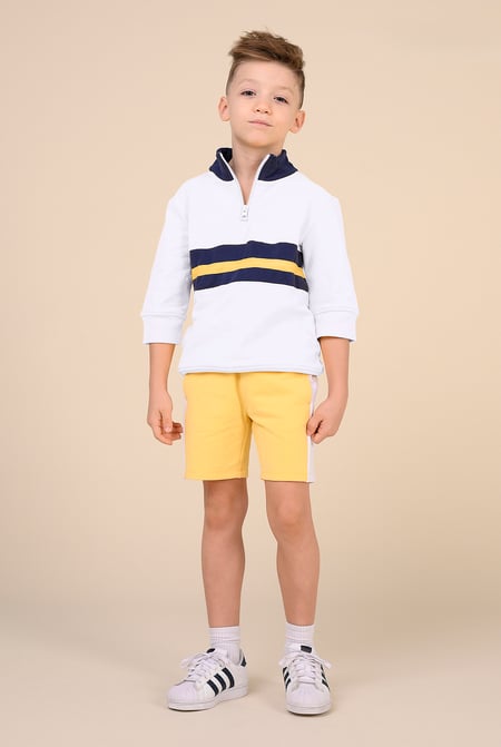 Boys White Zip Up Colour Block Sweatshirt ( 6yrs-11yrs)