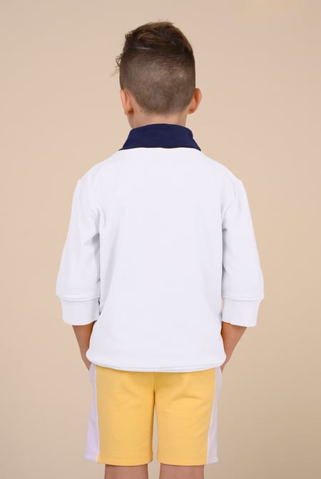 Boys White Zip Up Colour Block Sweatshirt ( 6yrs-11yrs)